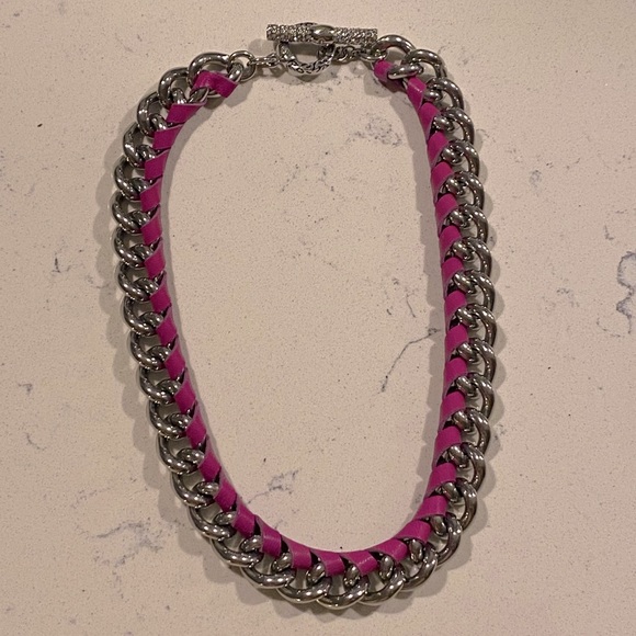 SIGAL Pink Leather and Stainless Steel Necklace - Picture 5 of 9